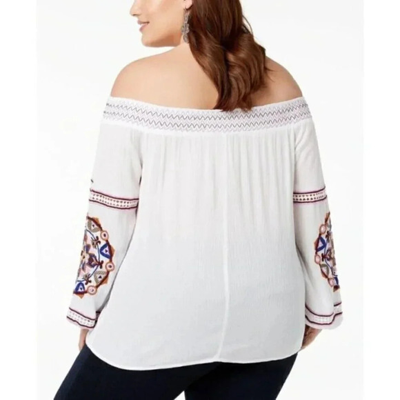 INC INTERNATIONAL CONCEPTS Embroidered Off The Shoulder Peasant Top, 0X - Picture 6 of 8